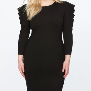 Eloquii Puff Sleeve Shift Dress Party or Cocktail - Black - Size 18